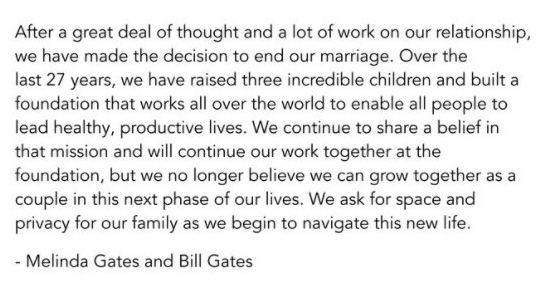 66岁比尔•盖茨宣布结束27年婚姻不认同还能一起成长…1300亿美元怎么分